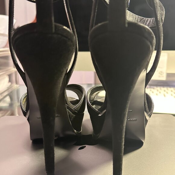 YSL Black Suede 6" heels - Ankle strap - Picture 3 of 5